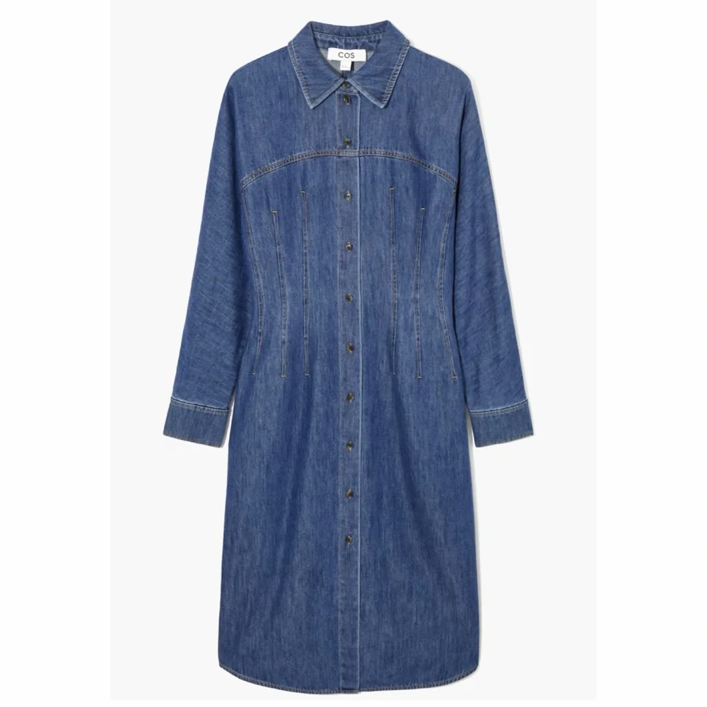 NWT COS Oversized Waisted Denim Shirt Dress Midi Length Size 8 - Picture 15 of 15